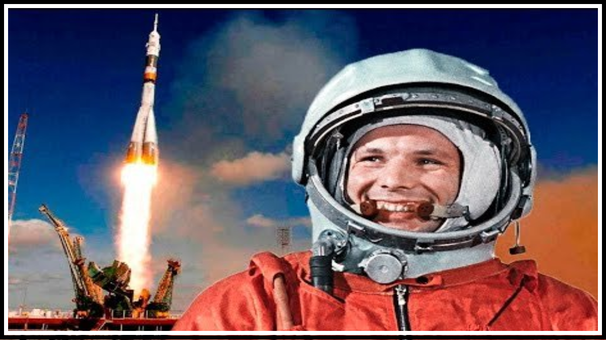 Первый в космосе: Юрий Гагарин.