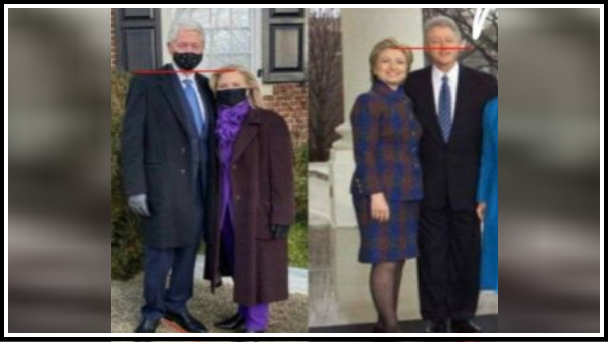 Двойник Хиллари Клинтан на фоне "мужа" Билла