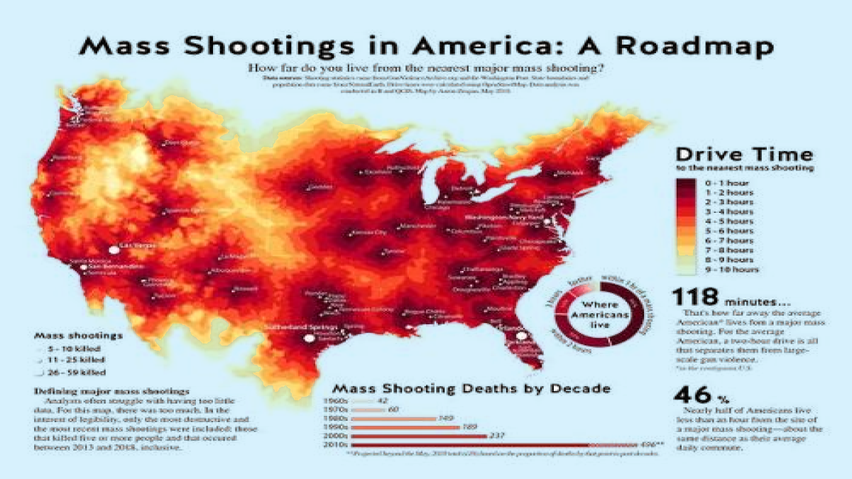 Карта массовых убийства в США