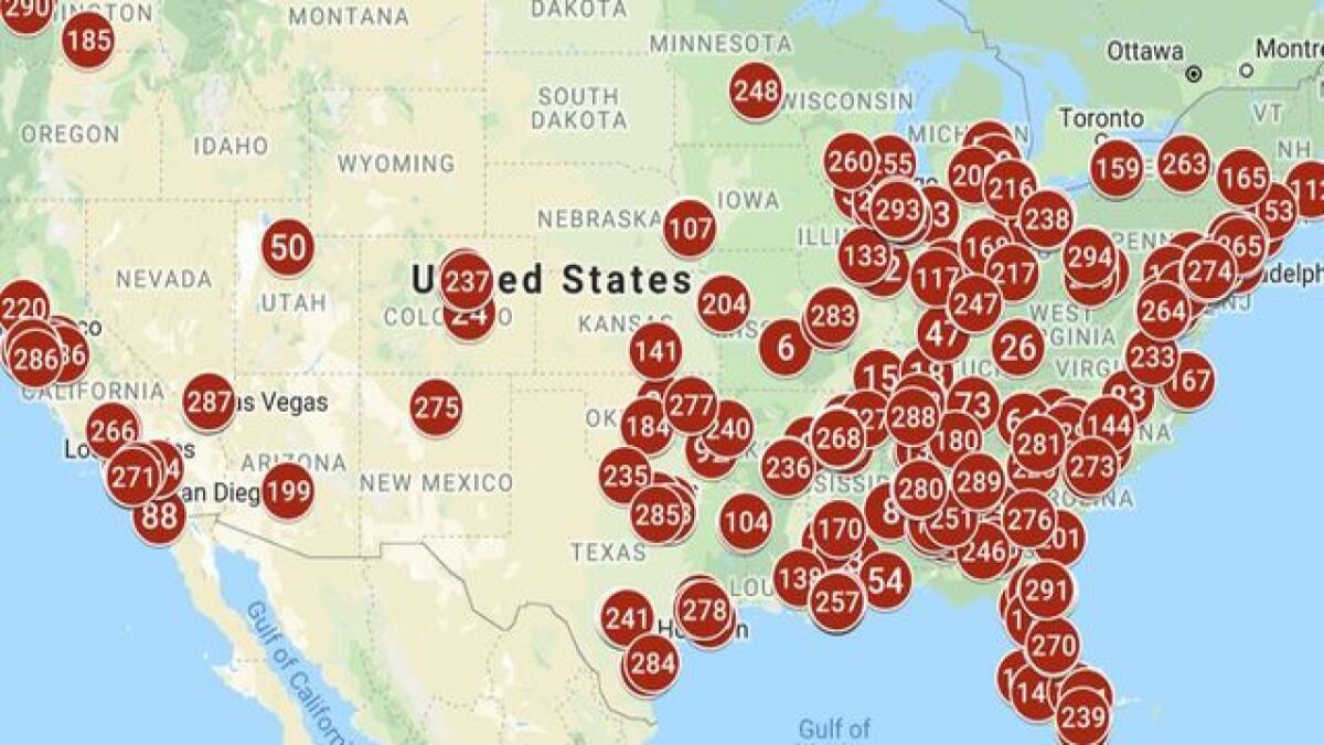 Карта массовых преступлений в США